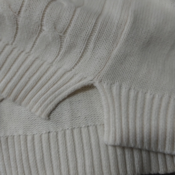 Woman Within White Crew Neck Cable Knit Sweater 1X - Picture 7 of 9